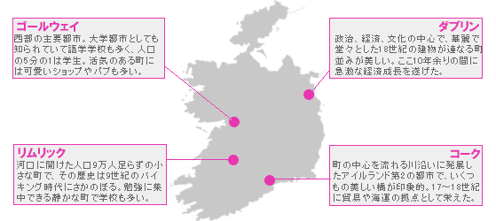 アイルランド地図−ゴールウェイ リムリック ダブリン コーク
