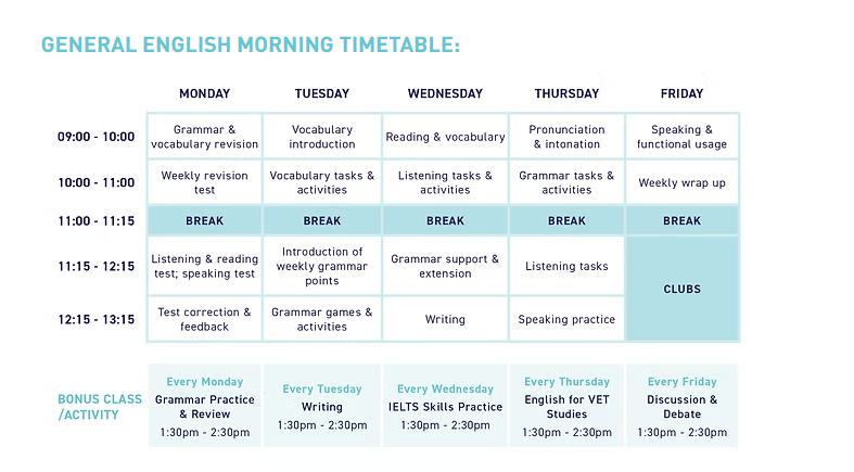 Imagine Time Table