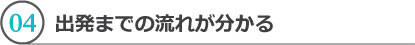 出発までの流れが分かる